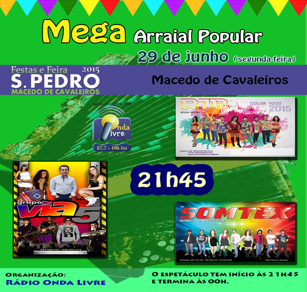 MEGA Arraial Popular, 29 de junho nas Festas e Feira de São Pedro. Veja o vídeo de apresentação.